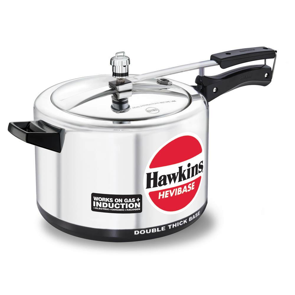 Hawkins Aluminium 3.5 Litre Hevibase Pressure Cooker,Induction Inner Lid Cooker,Silver(Ih35)
