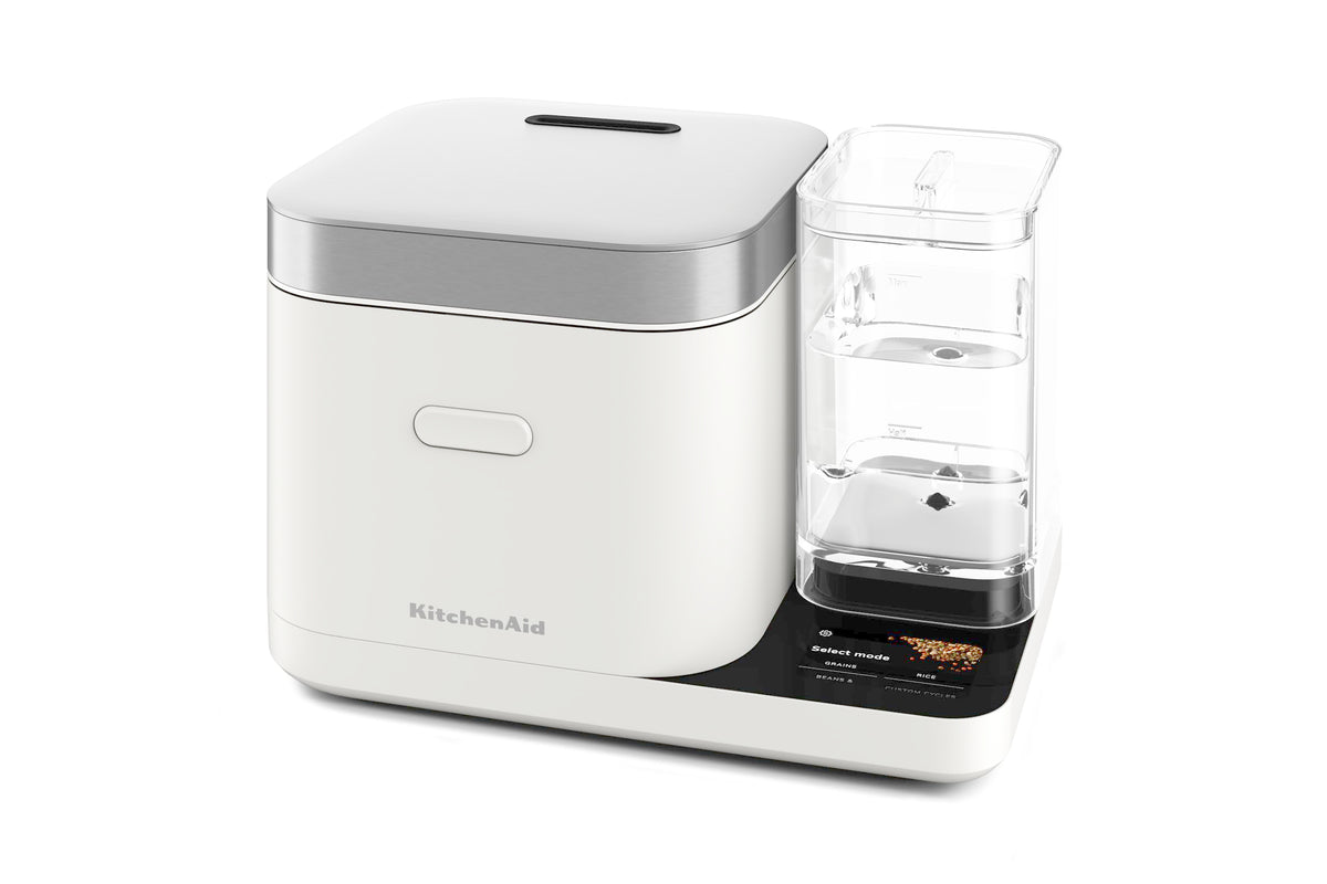 KitchenAid 8 Cup Grain and Rice Cooker, Integrated Scale, Porcelain White