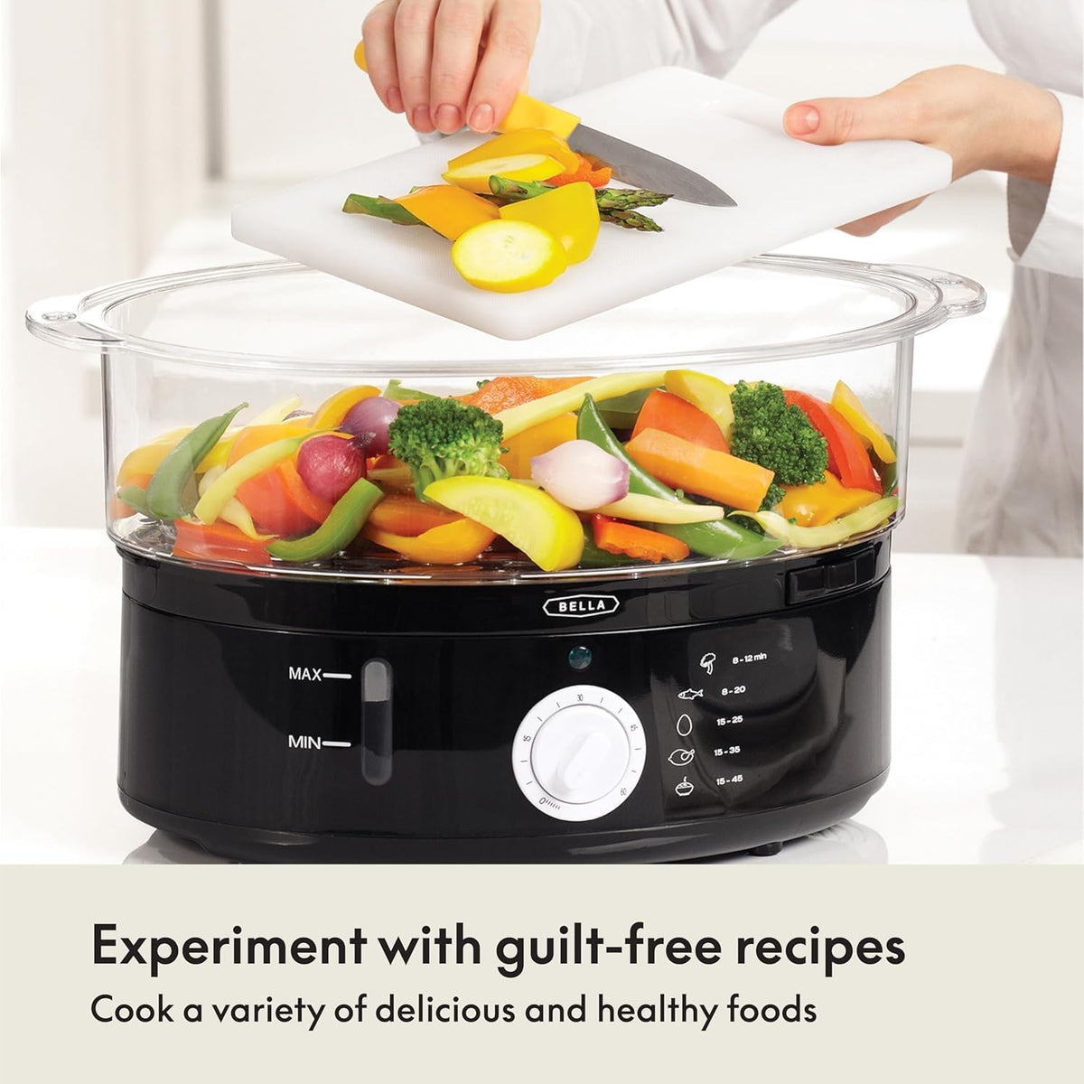 bella Two Tier Food Steamer with Stackable Baskets, Black