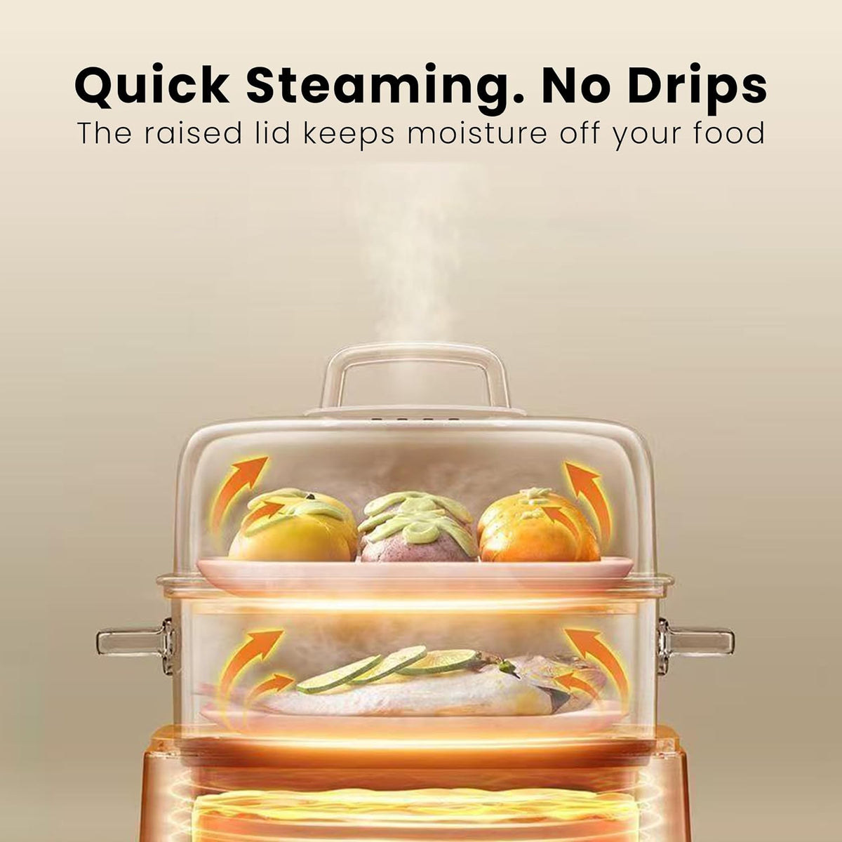 Electric Food Steamer 12.7 QT, Double-Tier 8-in-1 Vegetable & Meal Steamer, Stainless Steel, Timer & Keep Warm, Boil-Dry Protection, Healthy Cooking Kitchen Steamer
