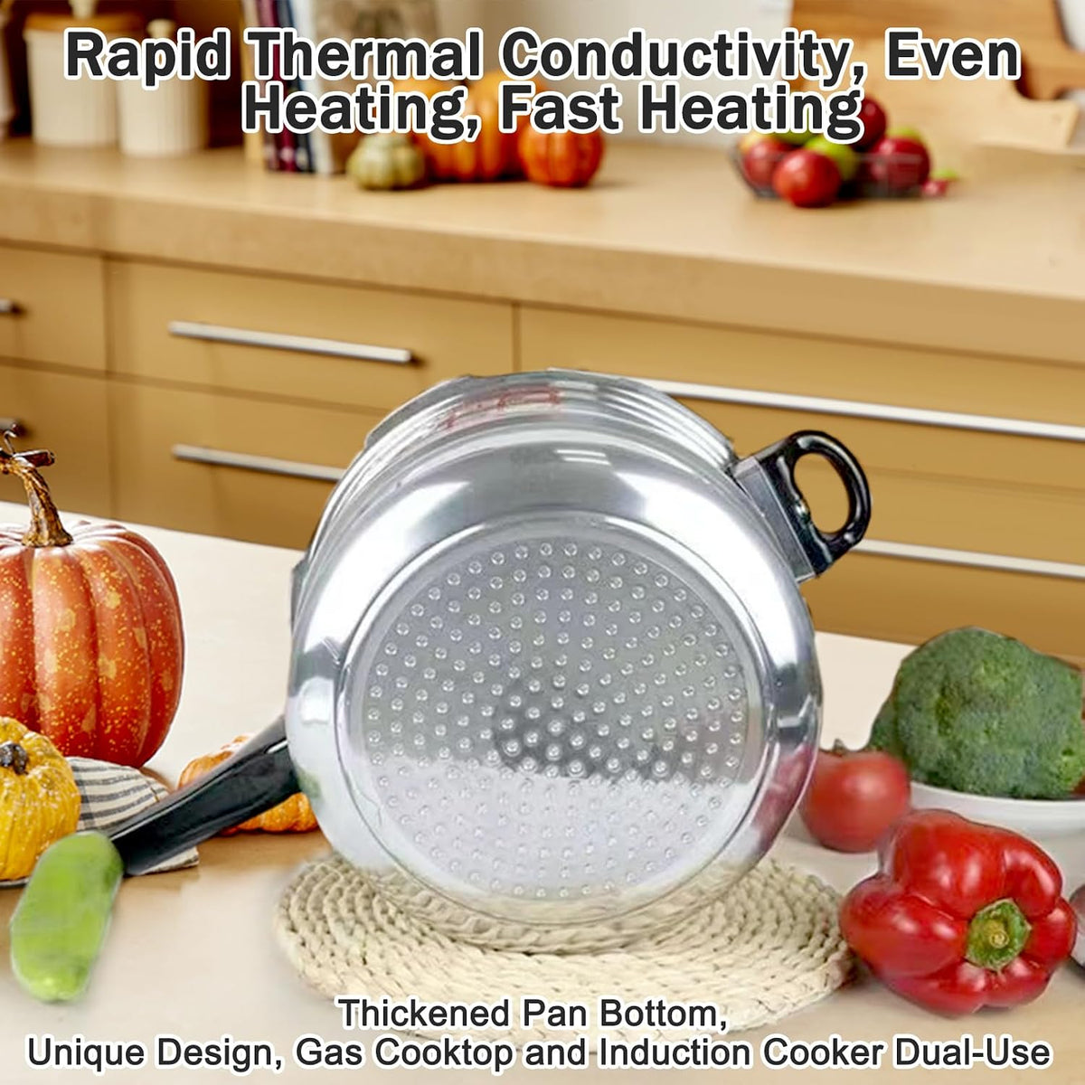 Small Pressure Cooker 3 Quart,Aluminum Pressure Cooker Compatible with Gas & Induction Cooker Fast Cooking Pot Even Heat Distribution for 1-2 People