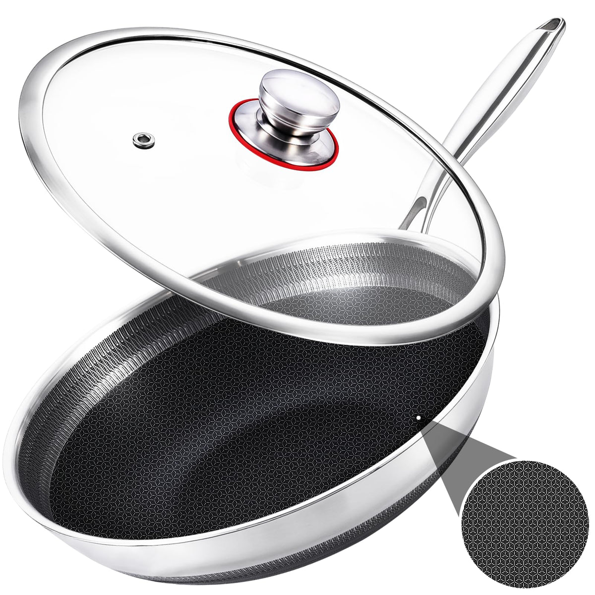 LOLYKITCH 12 Inch Hybrid Nonstick Wok with Lid | Ceramic Coating