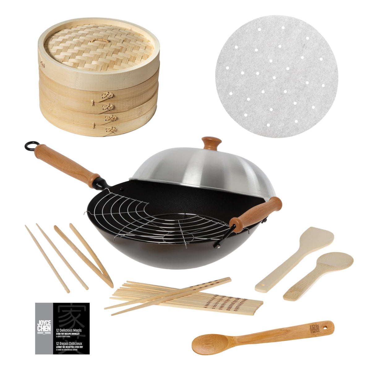 Joyce Chen 22-9938, Pro Chef 14 Inch 10 Piece Excalibur Non-Stick Wok Set
