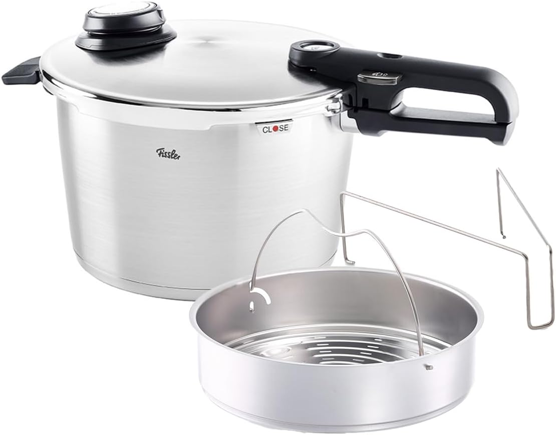 Fissler Vitavit Premium Pressure Cooker with Steamer Insert, 8.5 Quart