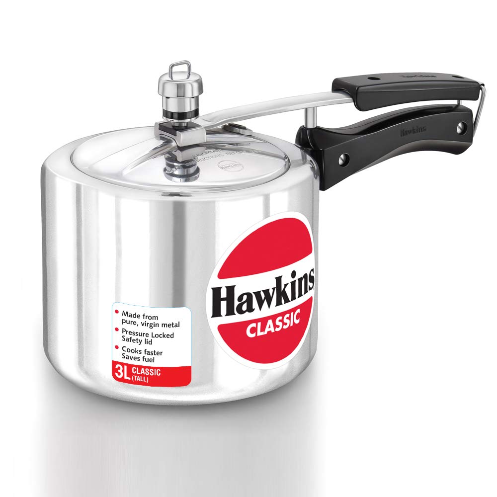 Hawkins 2 Litre Classic Pressure Cooker, Best Inner Lid Cooker, Small Cooker, Silver (CL20)