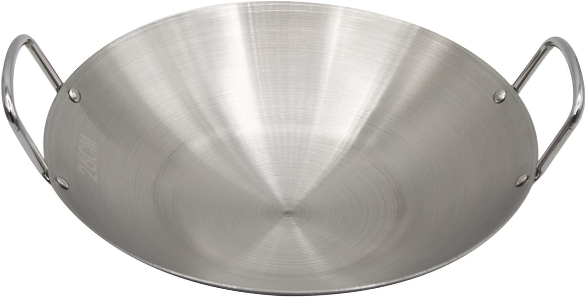 MDEOOSKY 26cm/10.23in Wok Thickened Stainless Steel Wok Pan Dual-Handled Frying Pan for Chinese Style Stir-Fry, Restaurant, Stove Top