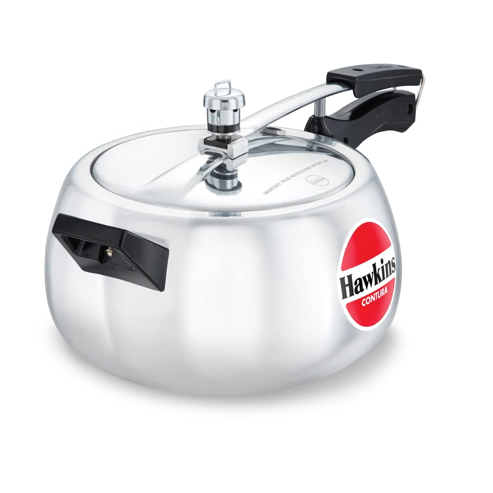 Hawkins 3.5 Litre Contura Pressure Cooker, Handi Inner Lid Cooker, Silver (HC35)