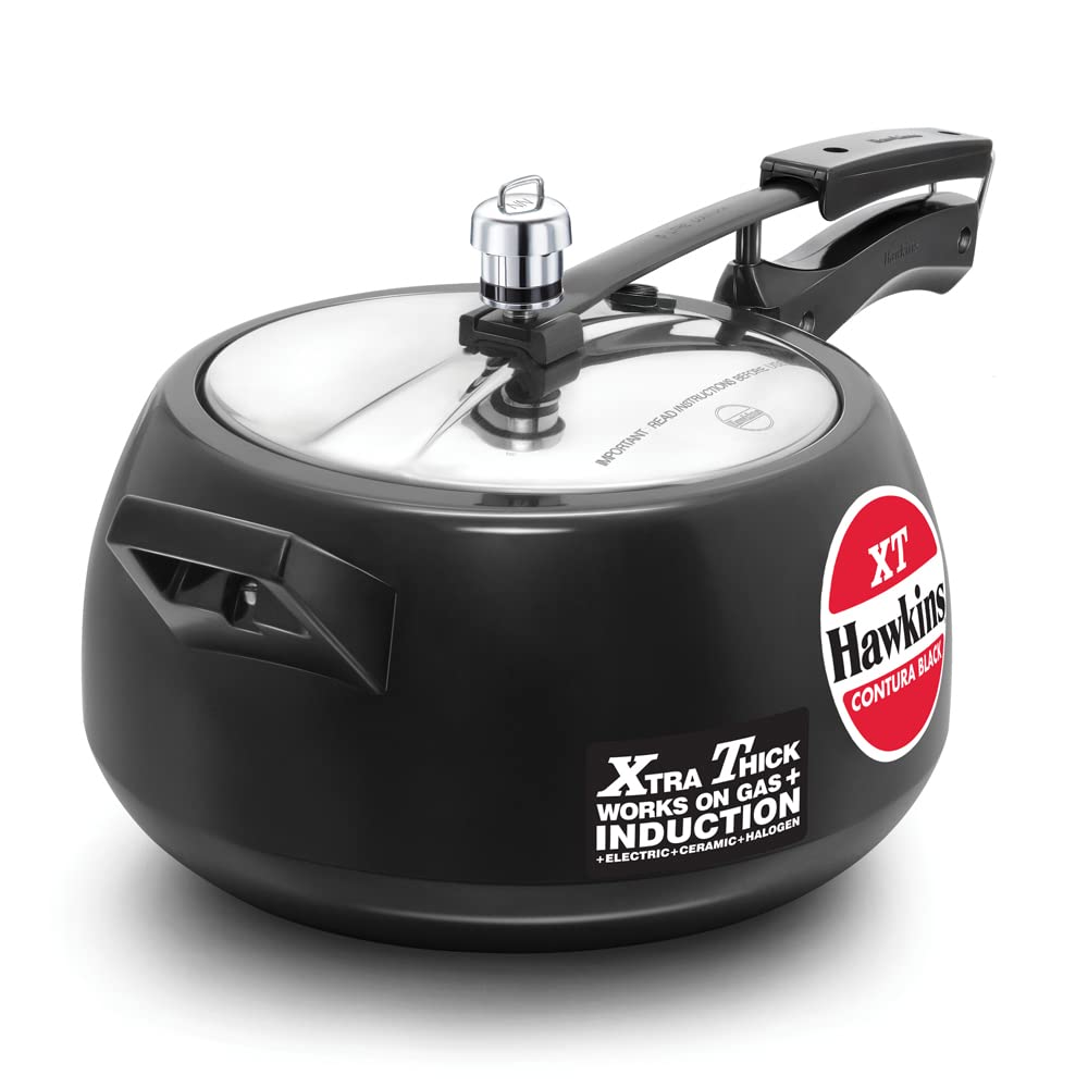 Hawkins Contura Hard Anodized Induction Compatible Extra Thick Base Pressure Cooker, Black, 3L