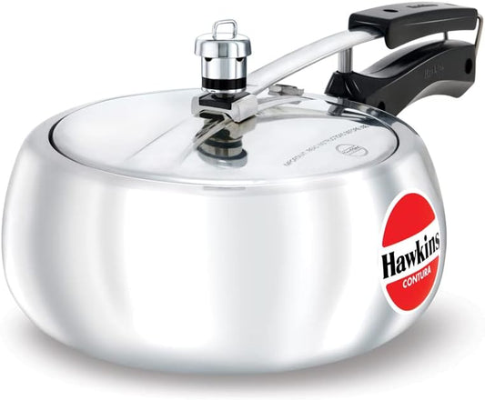Hawkins 3.5 Litre Contura Pressure Cooker, Handi Inner Lid Cooker, Silver (HC35)