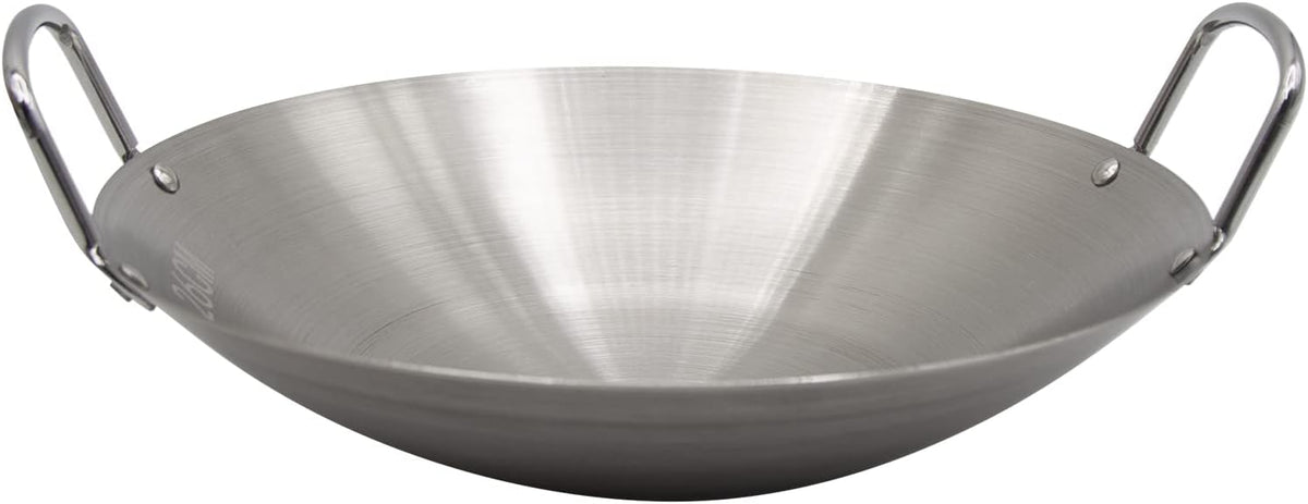 MDEOOSKY 26cm/10.23in Wok Thickened Stainless Steel Wok Pan Dual-Handled Frying Pan for Chinese Style Stir-Fry, Restaurant, Stove Top