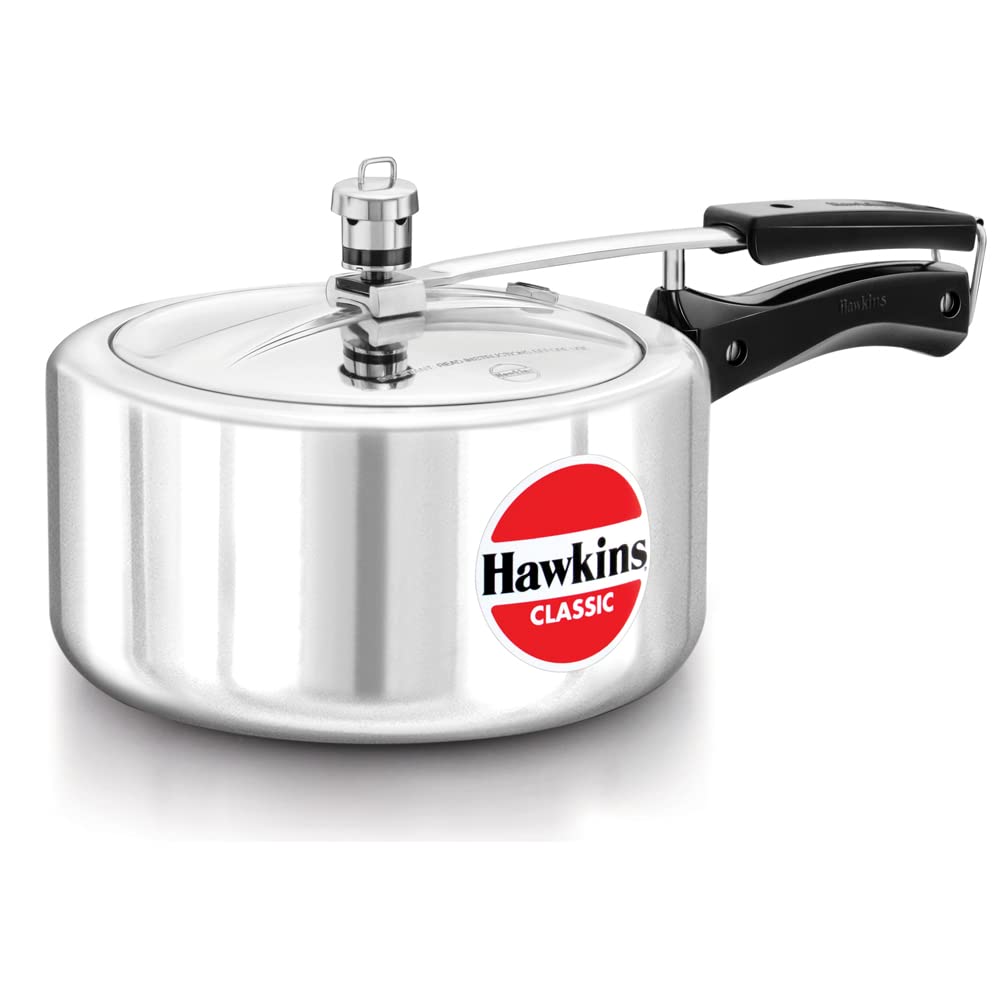 Hawkins 4 Litre Classic Pressure Cooker, Best Inner Lid Cooker, Silver (CL40)
