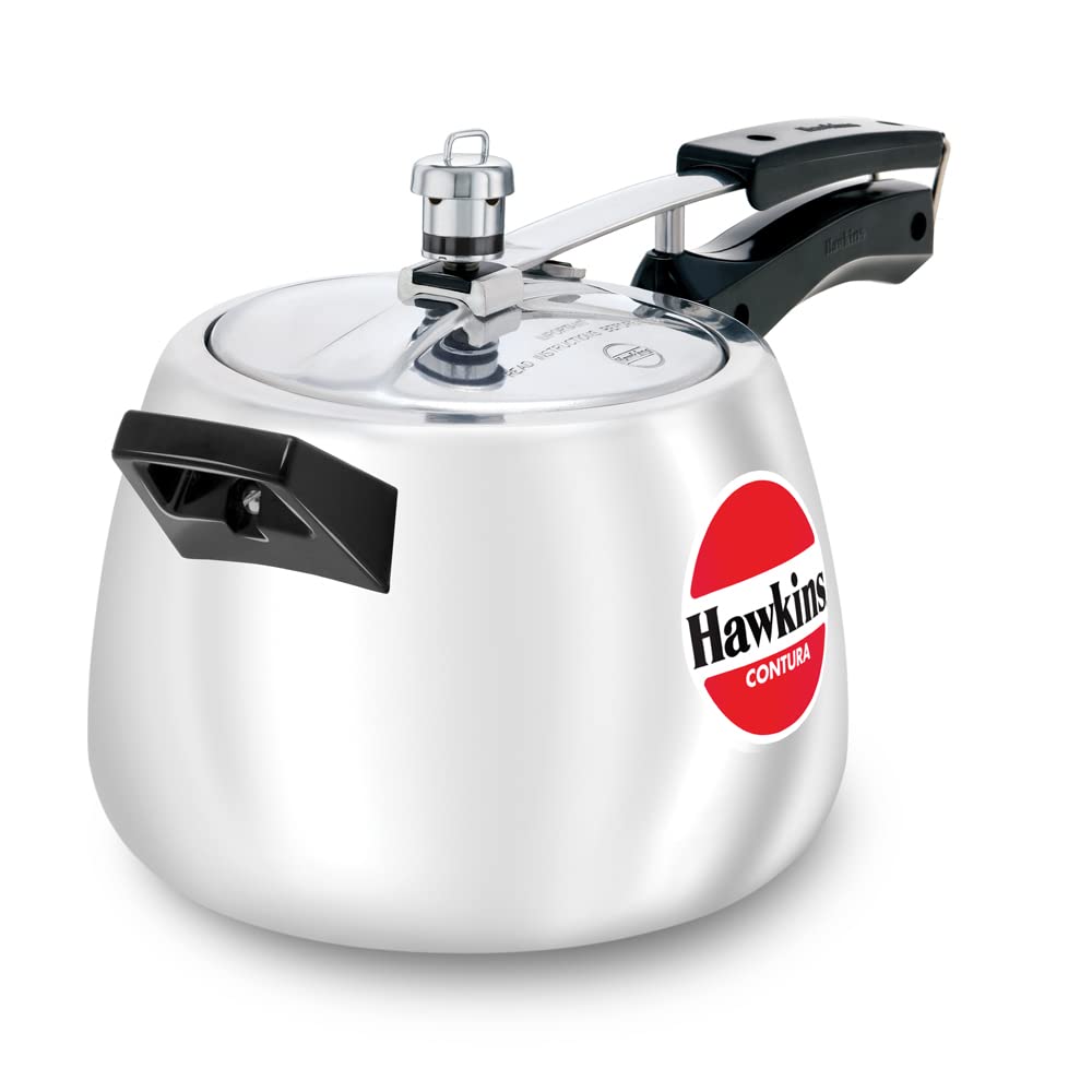 Hawkins 3.5 Litre Contura Pressure Cooker, Handi Inner Lid Cooker, Silver (HC35)