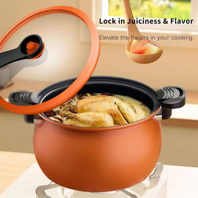 Large-Capacity Micro Pressure Cooker, Multifunctional Pressure Cooker with Glass Cover, Anti-Scalding Handle, Easy to Clean, Non-Stick Pot for induction cooker and gas stove (8 Quarts)