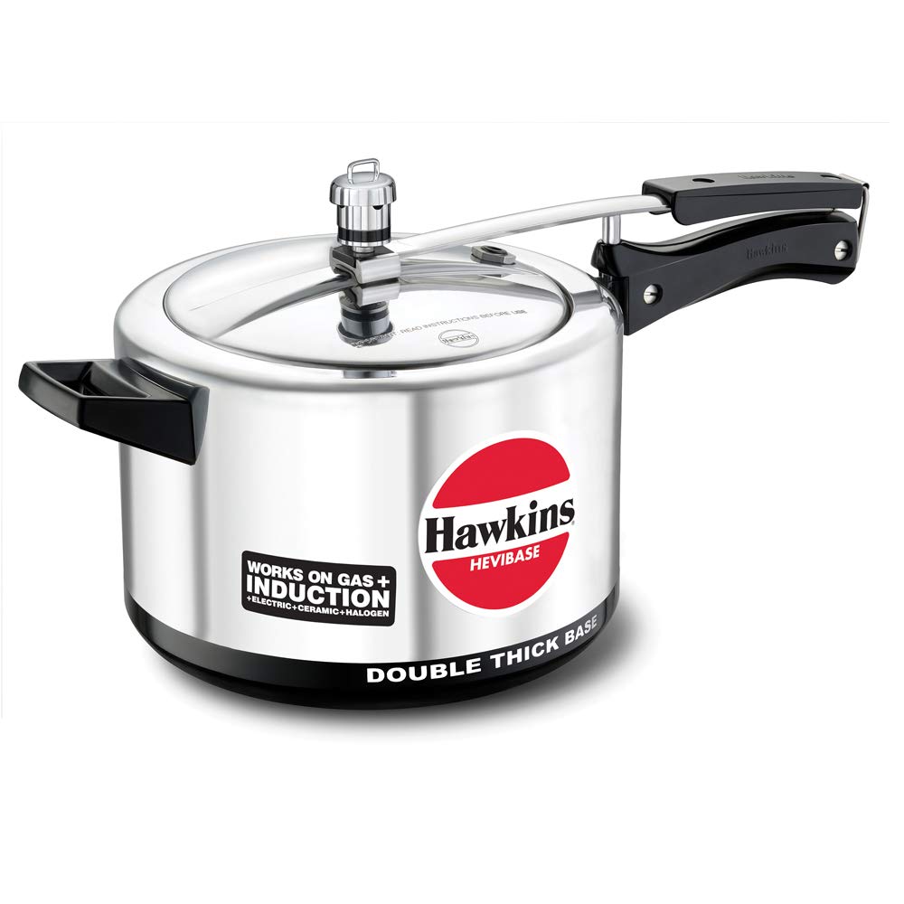 Hawkins Aluminium 3.5 Litre Hevibase Pressure Cooker,Induction Inner Lid Cooker,Silver(Ih35)