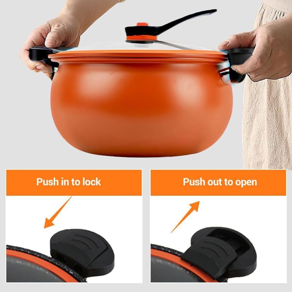 Large-Capacity Micro Pressure Cooker, Multifunctional Pressure Cooker with Glass Cover, Anti-Scalding Handle, Easy to Clean, Non-Stick Pot for induction cooker and gas stove (8 Quarts)