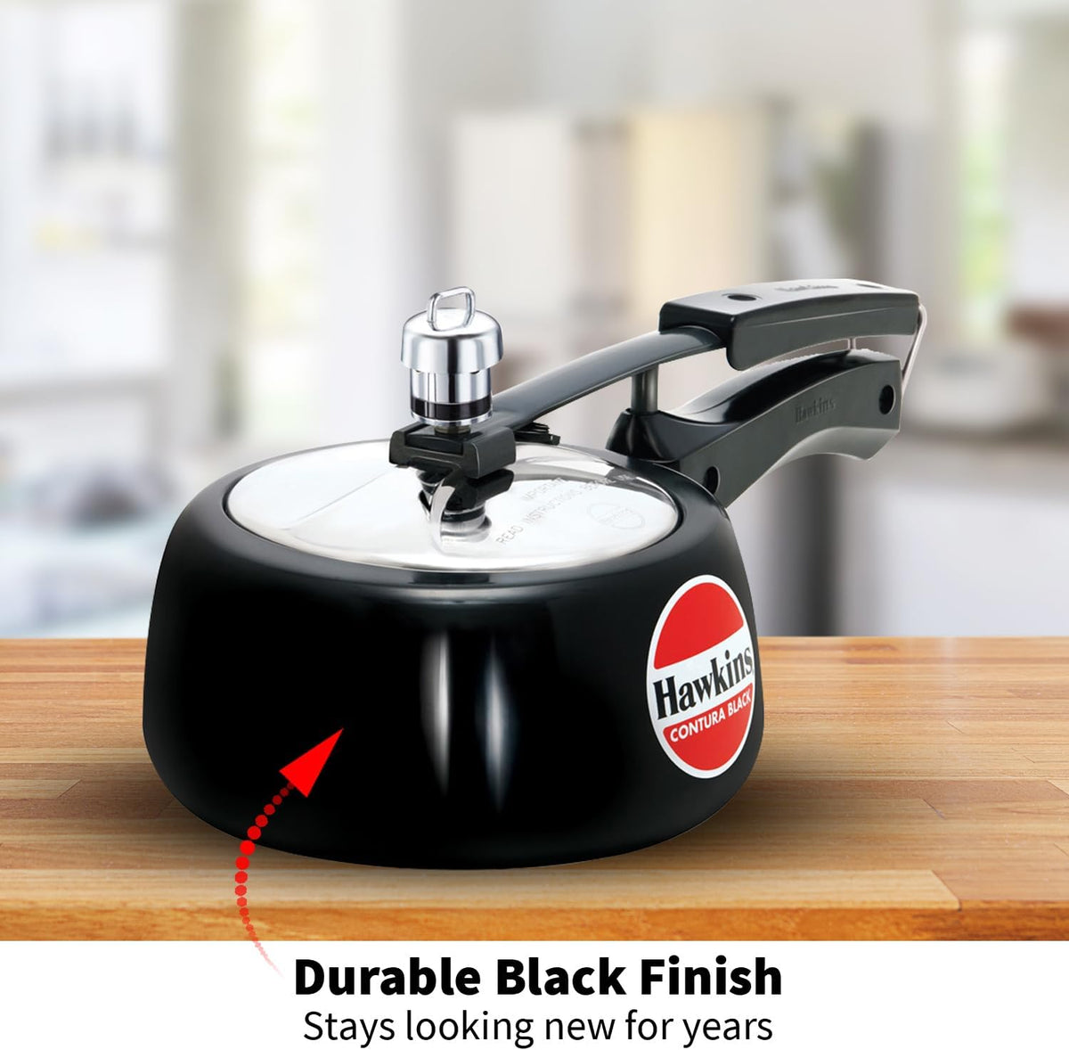 Hawkins Contura Black 1.5 litre Pressure Cooker