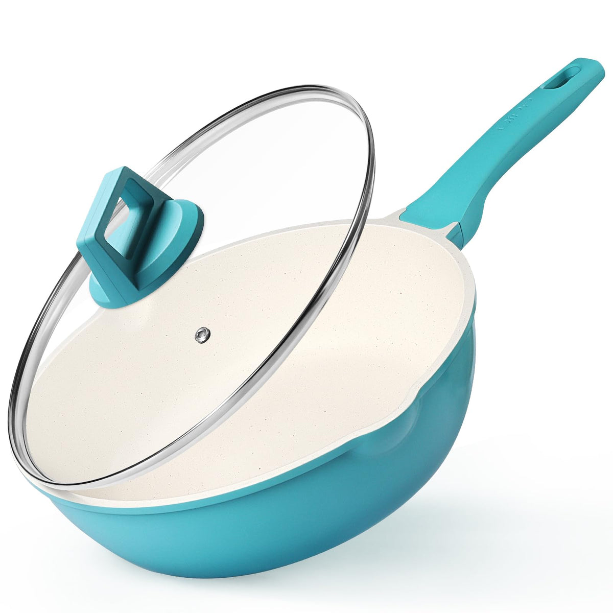 GiPP Ceramic Nonstick Deep Frying Pan Skillet, 12" Saute Pan with Lid, Induction Cookware Non Stick Cooking Pan, PTFE PFOA PFOS APEO Free, Grey