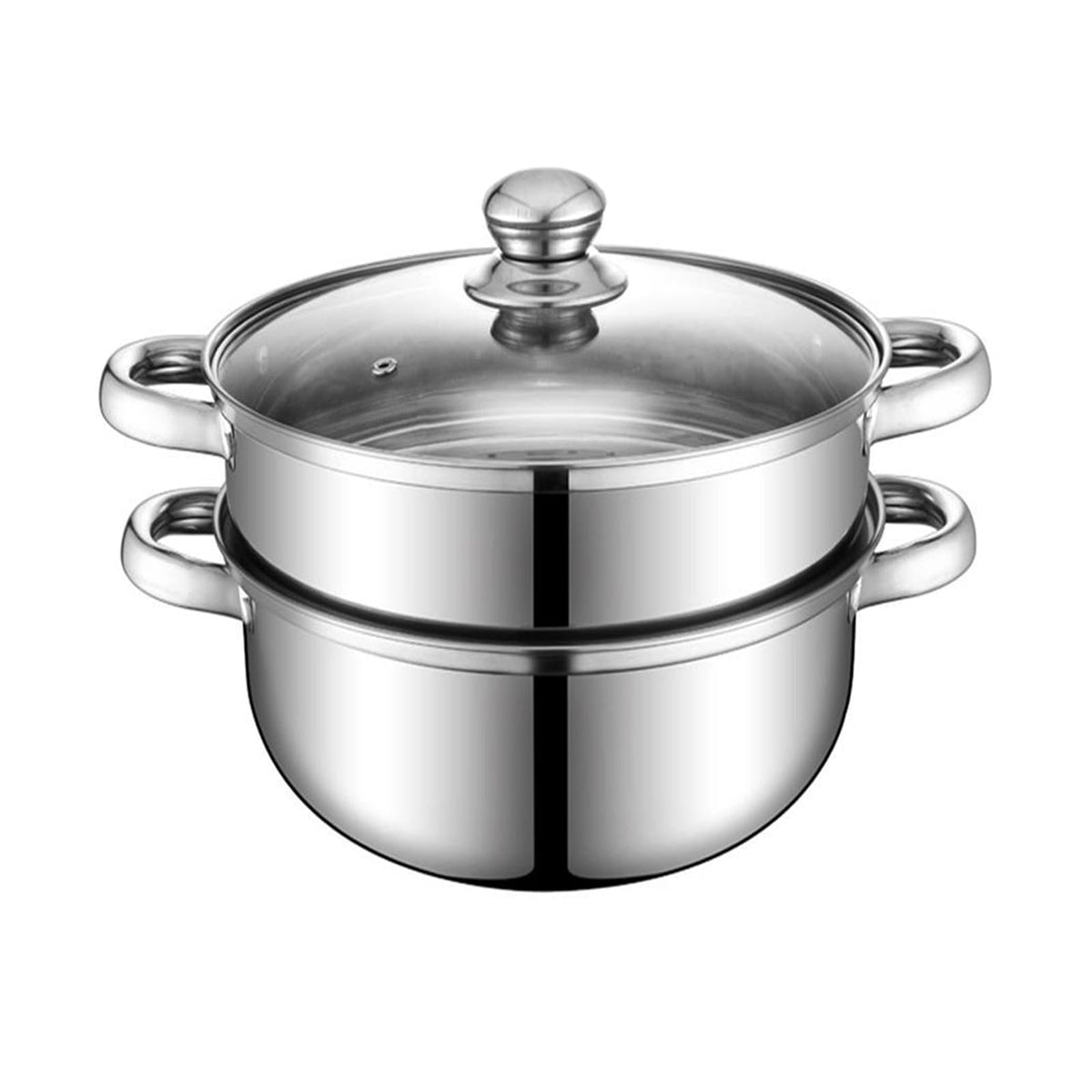 Steamer Pot for Cooking 11 inch Steamer Pot, 3-tier Multipurpose 18/8 Stainless Steel Steam Pot Cookware with Lid for Vegetable, Dumpling, Stock, Sauce, Food