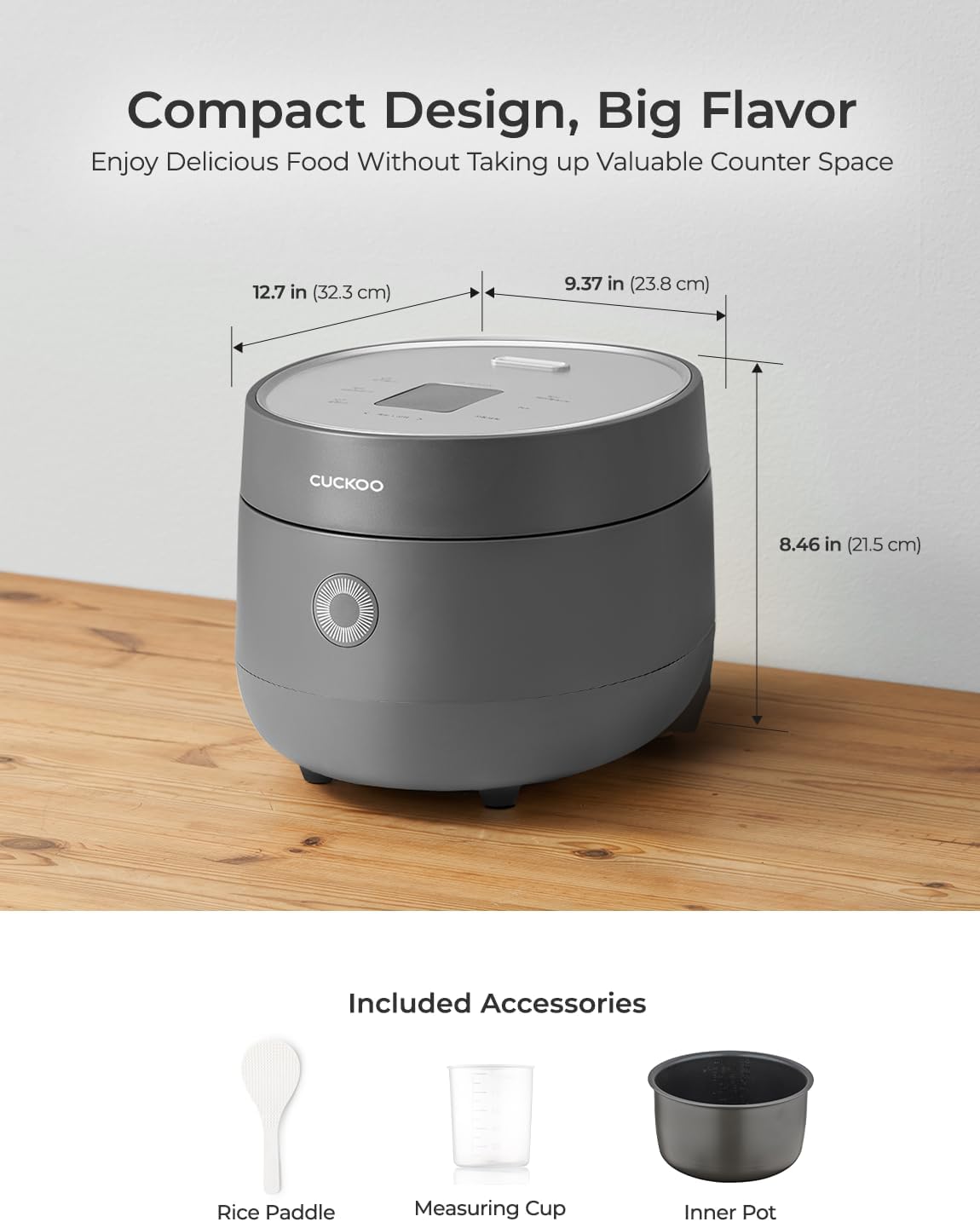 CUCKOO Micom Fuzzy Logic Rice Cooker, 12-Cup Cooked, Gray, CR-0675FG