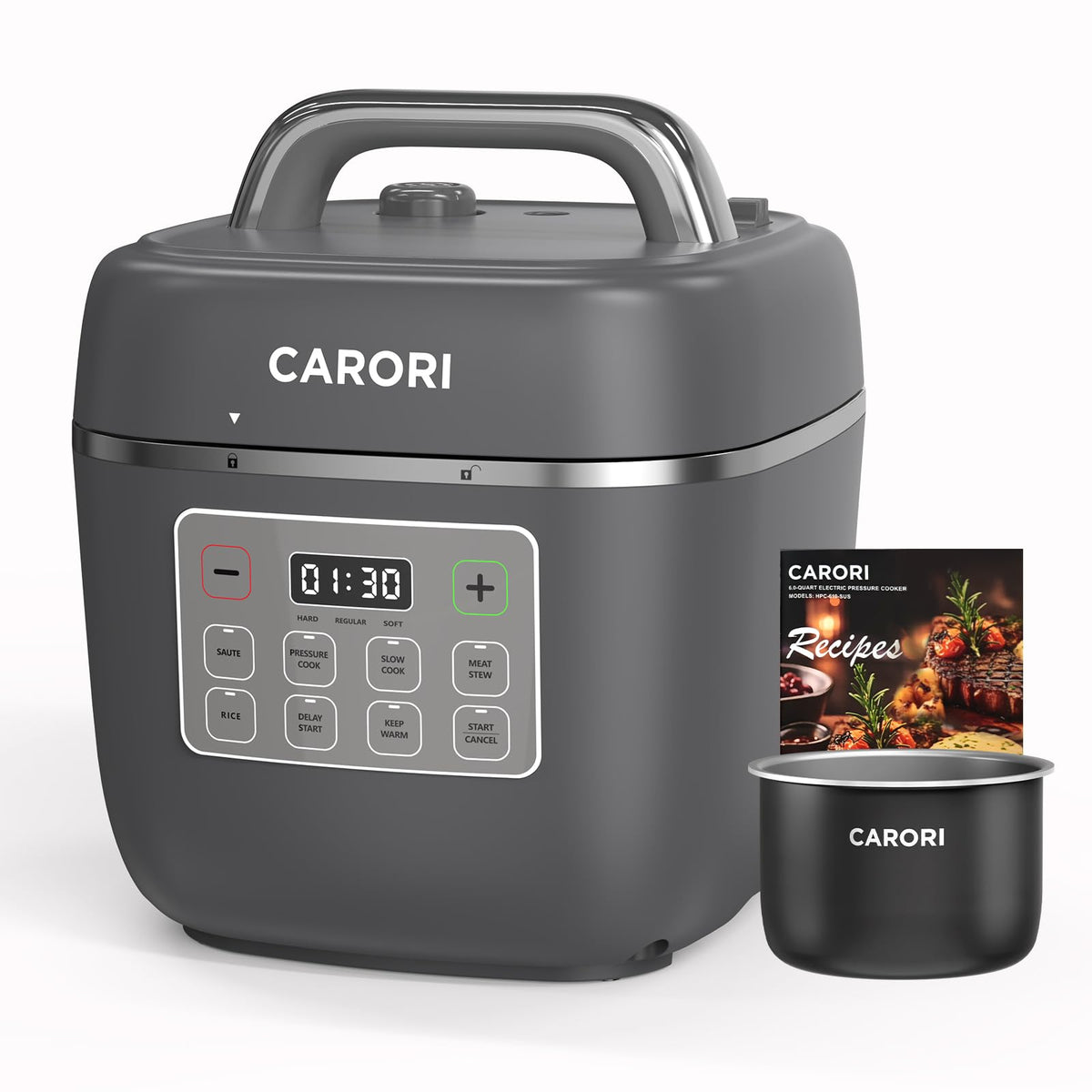 12-in-1 Electric Pressure Cooker 8 Quart, 1200W olla de presion Multi-Cooker with Stainless Steel Pot, Slow Rice Cooker, Saute, Steamer, Yogurt & Food Warmer, Delay Timer, Black