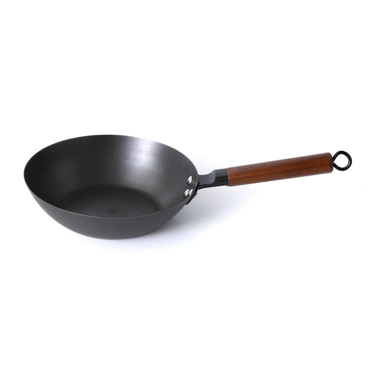Babish 9.5 Inch Carbon Steel Wok Pan, Flat Bottom Stir Fry Pan, Induction