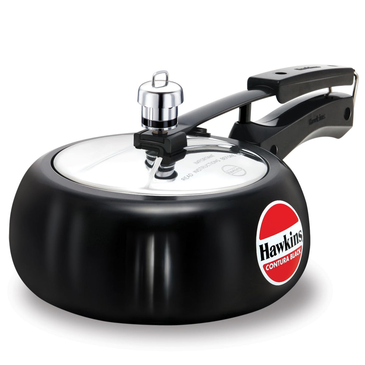 Hawkins 3 Litre Contura Black Pressure Cooker, Hard Anodised Inner Lid Cooker, Handi Cooker, Black (CB30)