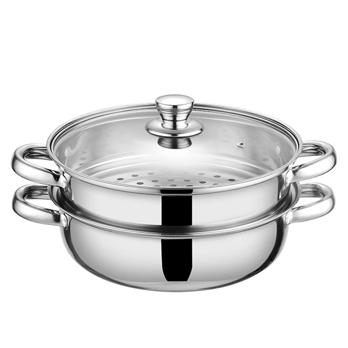Steamer Pot for Cooking 11-inch Steam Pots with Lid, Multipurpose Steam Pot Stainless Steel Steaming Pot Cookware with Handle for Vegetable, Stews, Pasta, Dumpling, Sauce, Food (3 Tier)