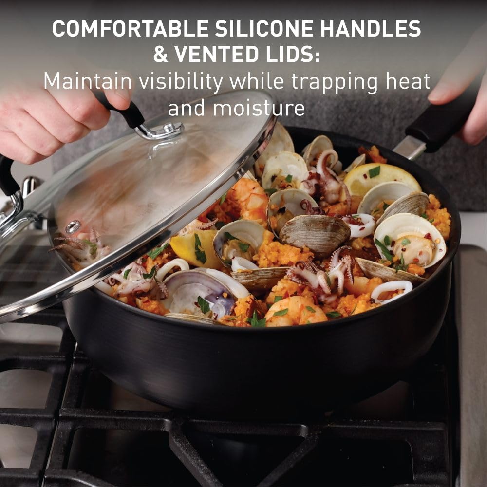 T-Fal Ultimate Hard Anodized Nonstick Fry Pan, 10 in with Lid, Onyx