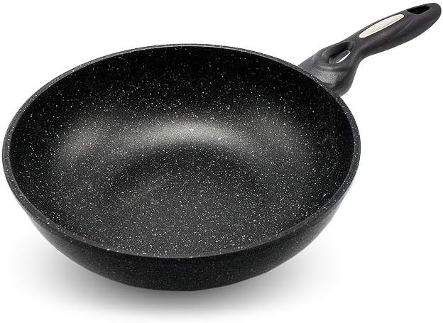 Marble Coated Cast Aluminum Non Stick Frying Wok (26cm / 10 Inch)