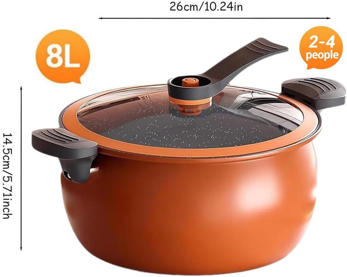 Large-Capacity Micro Pressure Cooker, Multifunctional Pressure Cooker with Glass Cover, Anti-Scalding Handle, Easy to Clean, Non-Stick Pot for induction cooker and gas stove (8 Quarts)