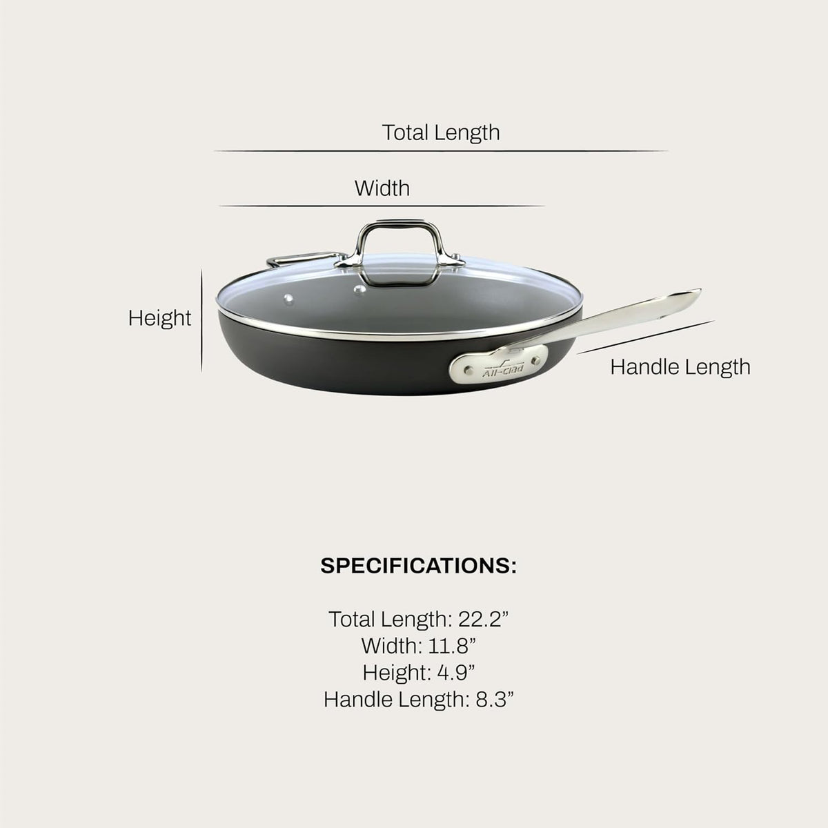 All-Clad HA1® Nonstick 12" Fry Pan with Lid, Induction Ready
