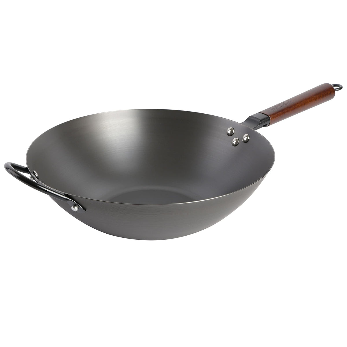 Babish 9.5 Inch Carbon Steel Wok Pan, Flat Bottom Stir Fry Pan, Induction