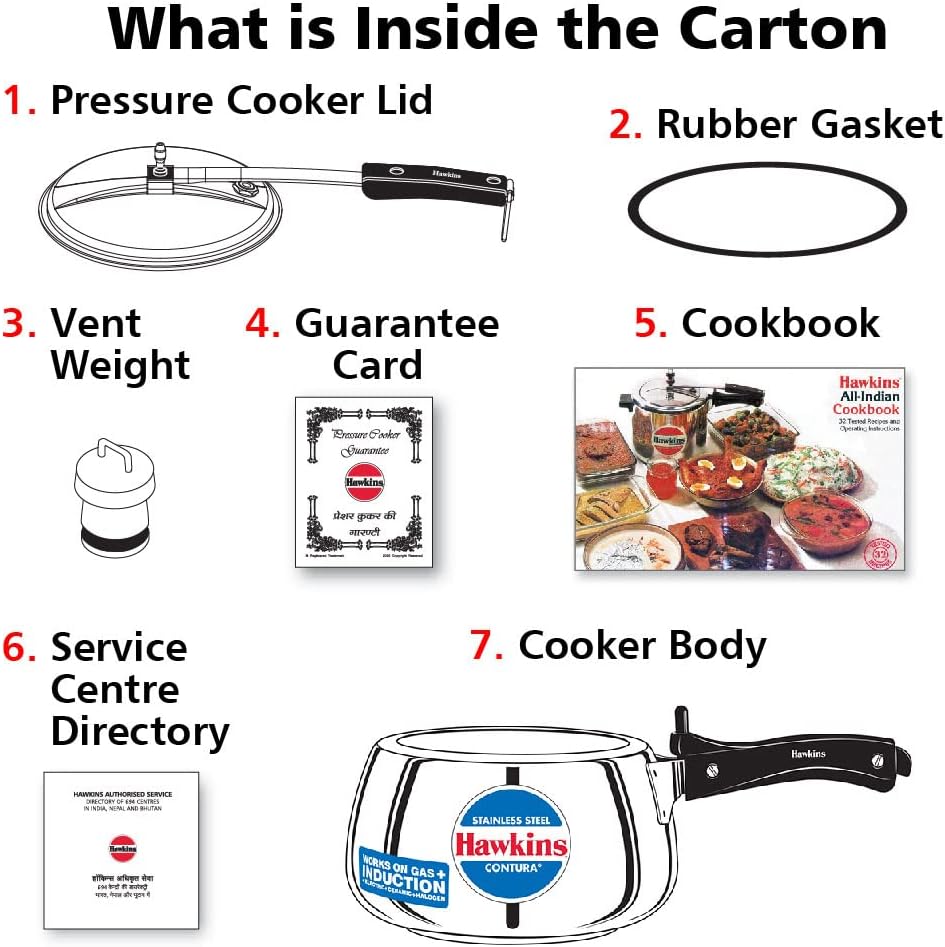 HAWKINS SSC30 Contura Stainless Steel Pressure Cooker, 3 Liter