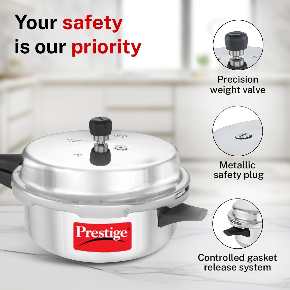 Prestige PRPDP Pressure Cooker, 6 Liters, Silver