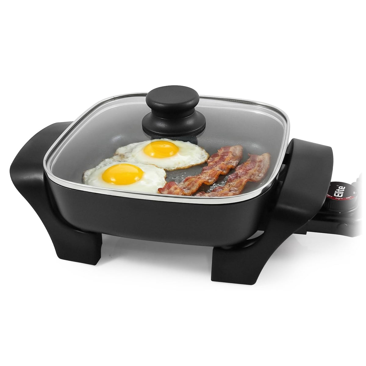 Elite Gourmet 12" PFAS-Free Ceramic Electric Skillet, 1200W, Extra-Deep