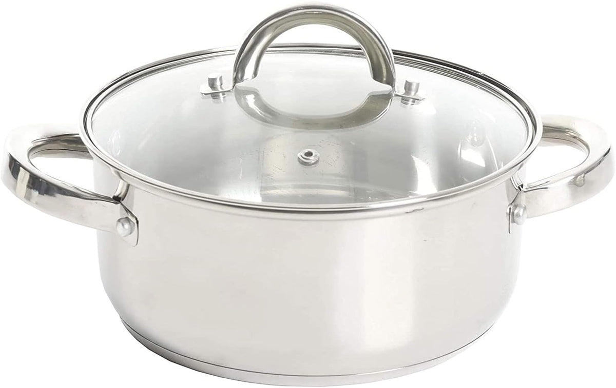 Oster Dutch Oven with Steamer Basket 3-Quart - Sangerfield Stainless Steel, Stovetop Steamer for Vegetables, Rice & Tamales, Dishwasher Safe
