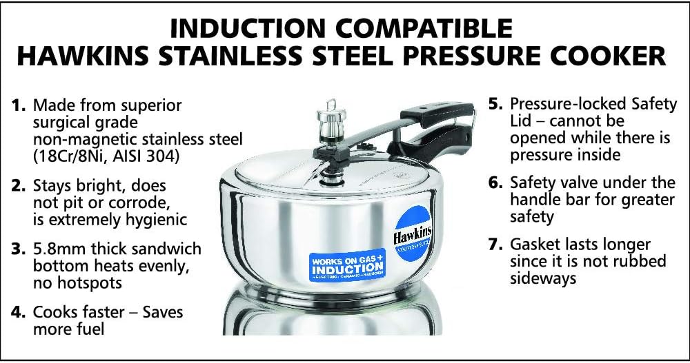 Hawkins B60 Pressure Cooker 3 L Silver
