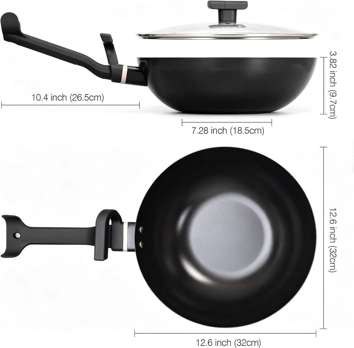 Ceramic Nonstick sauté pan,13 Inch Woks & Stir-fry Pans Nonstick with Ergonomic Handle, Chinese Woks for All Stoves Nonstick Frying Pan Skillet with Lid, PFOA PFAS PTFE Free
