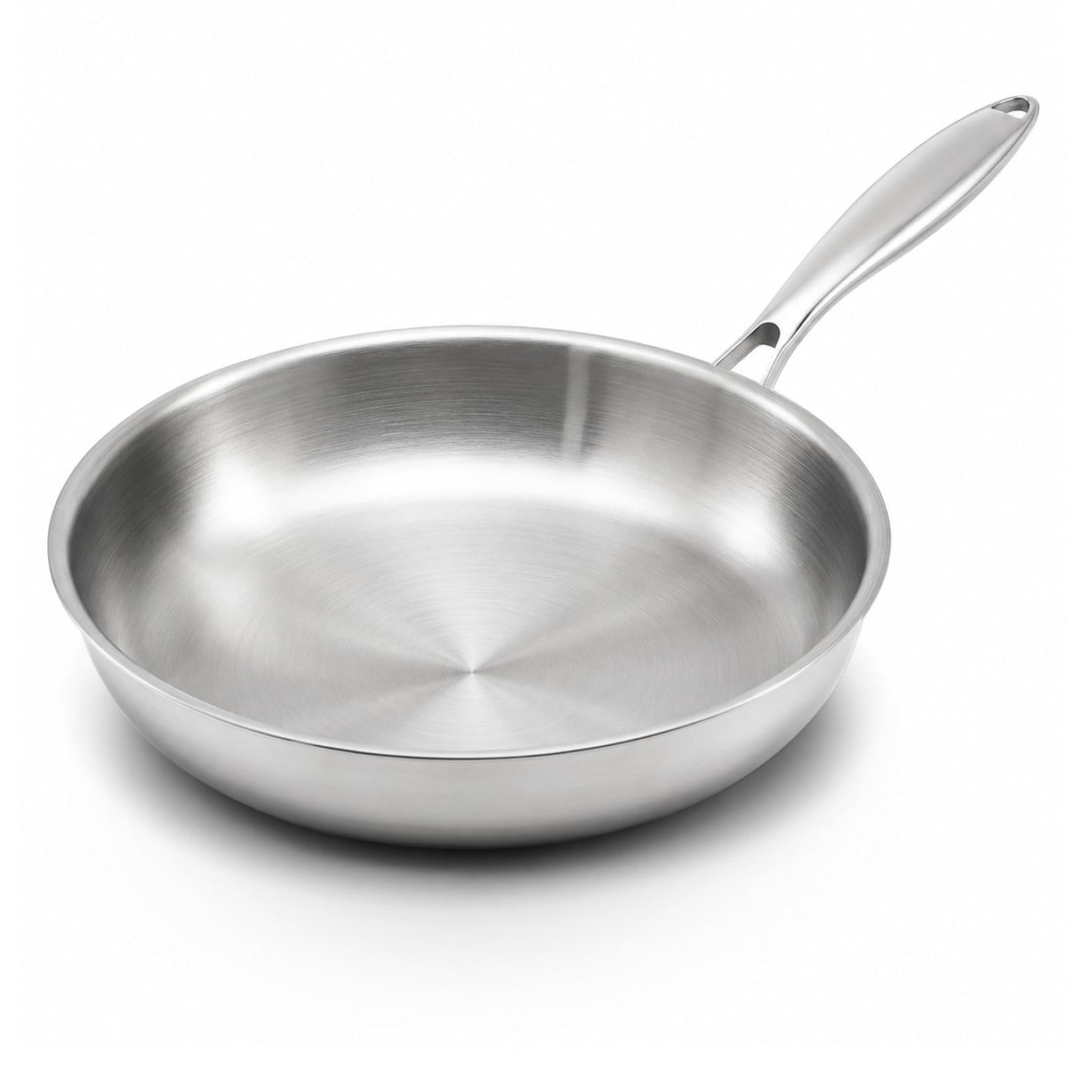 WANGYUANJI 11 Inch Tri-Ply Stainless Steel Saute Pan with Glass Lid, 4.7 QT Deep Skillet for 3–4 Servings, 18/10 304 Interior, Induction Compatible, Oven & Dishwasher Safe
