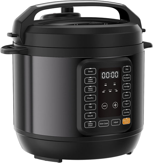 Sweetcrispy 16-in-1 Electric Pressure Cooker 6QT, 12-Preset Multi Cookers with Ceramic Pot, Slow Cook Rice Steamer Sauté Soup Yogurt Maker and More, Recipe Book