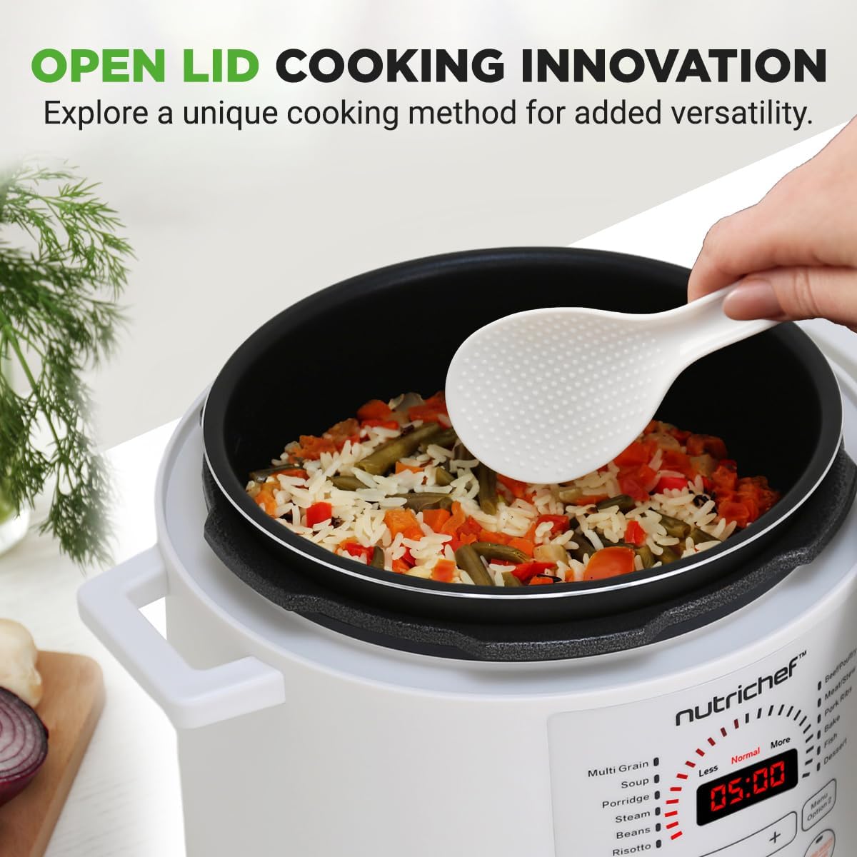 NutriChef 6 Quart Electric Pressure Cooker | 12 Function Digital Countertop Pressure Cooker | Adjustable Time & Temperature | Re-heat and Keep Warm Function | 13.1 x 11.4 IN | White