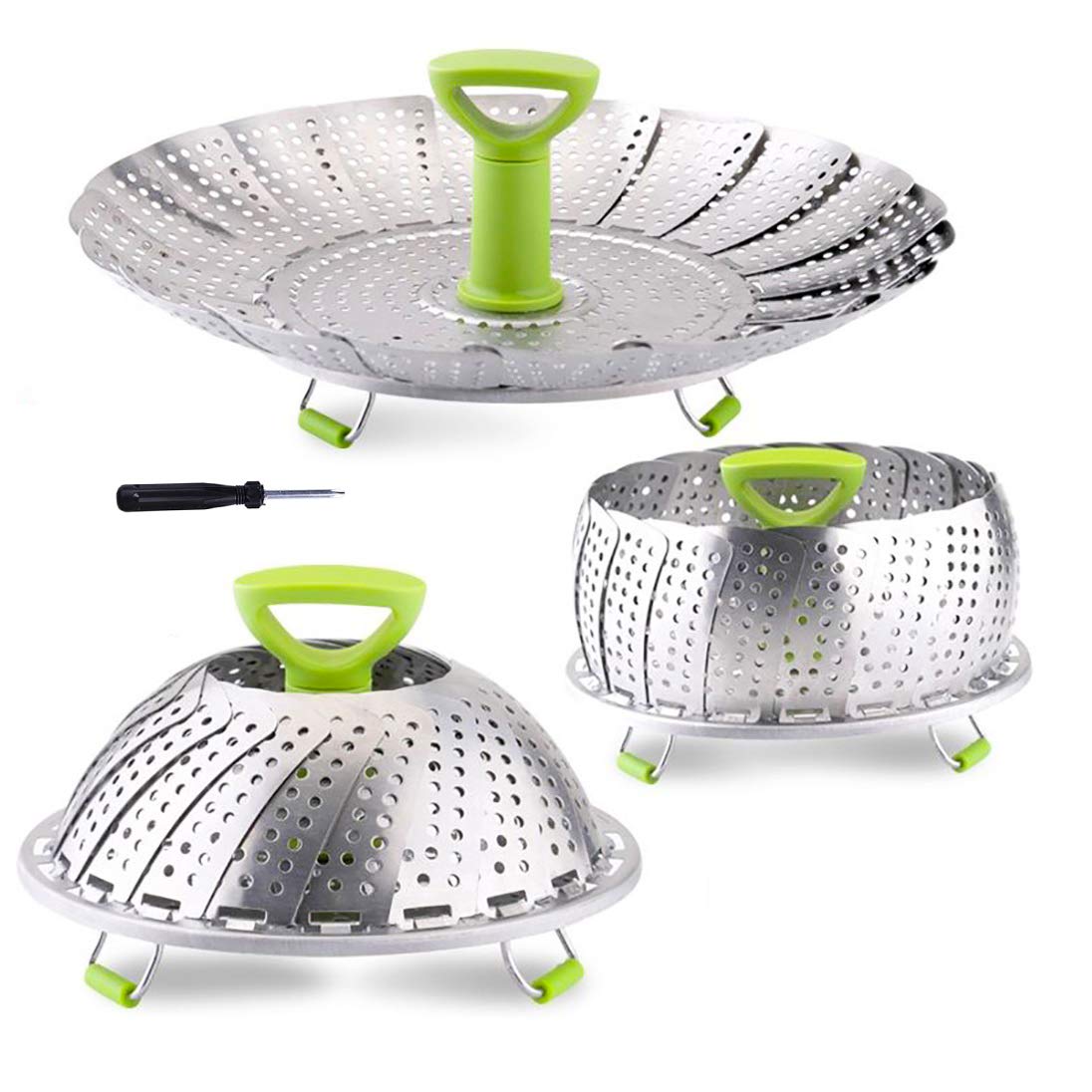 2-Tier 28cm 304 Stainless Steel Steamer Pot with Glass Lid,for Dumplings, Seafood, Veggie Stews & Homemade Soups