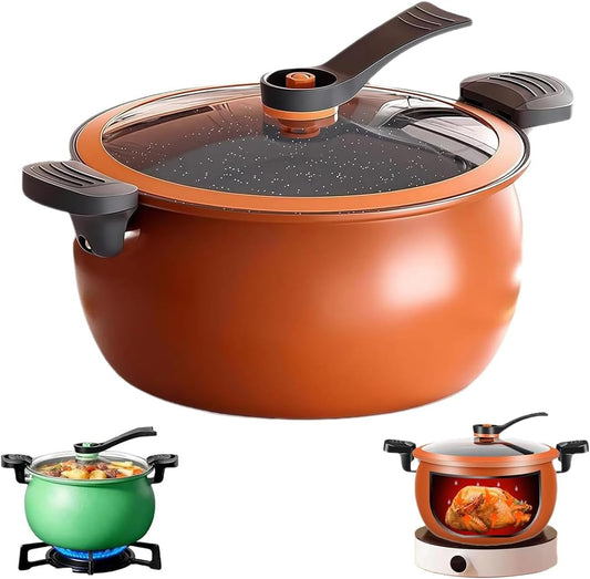 Large-Capacity Micro Pressure Cooker, Multifunctional Pressure Cooker with Glass Cover, Anti-Scalding Handle, Easy to Clean, Non-Stick Pot for induction cooker and gas stove (8 Quarts)