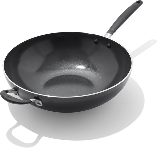 OXO 14” Non-Stick Every Day Wok Pan, BPA-Free Silicone Handle, Stir-Fry Skillet, Dishwasher & Oven Safe, Black