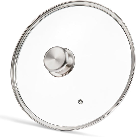 12 Inch Pan Lid - Tempered Glass Pot Lid, Stainless Steel Knob