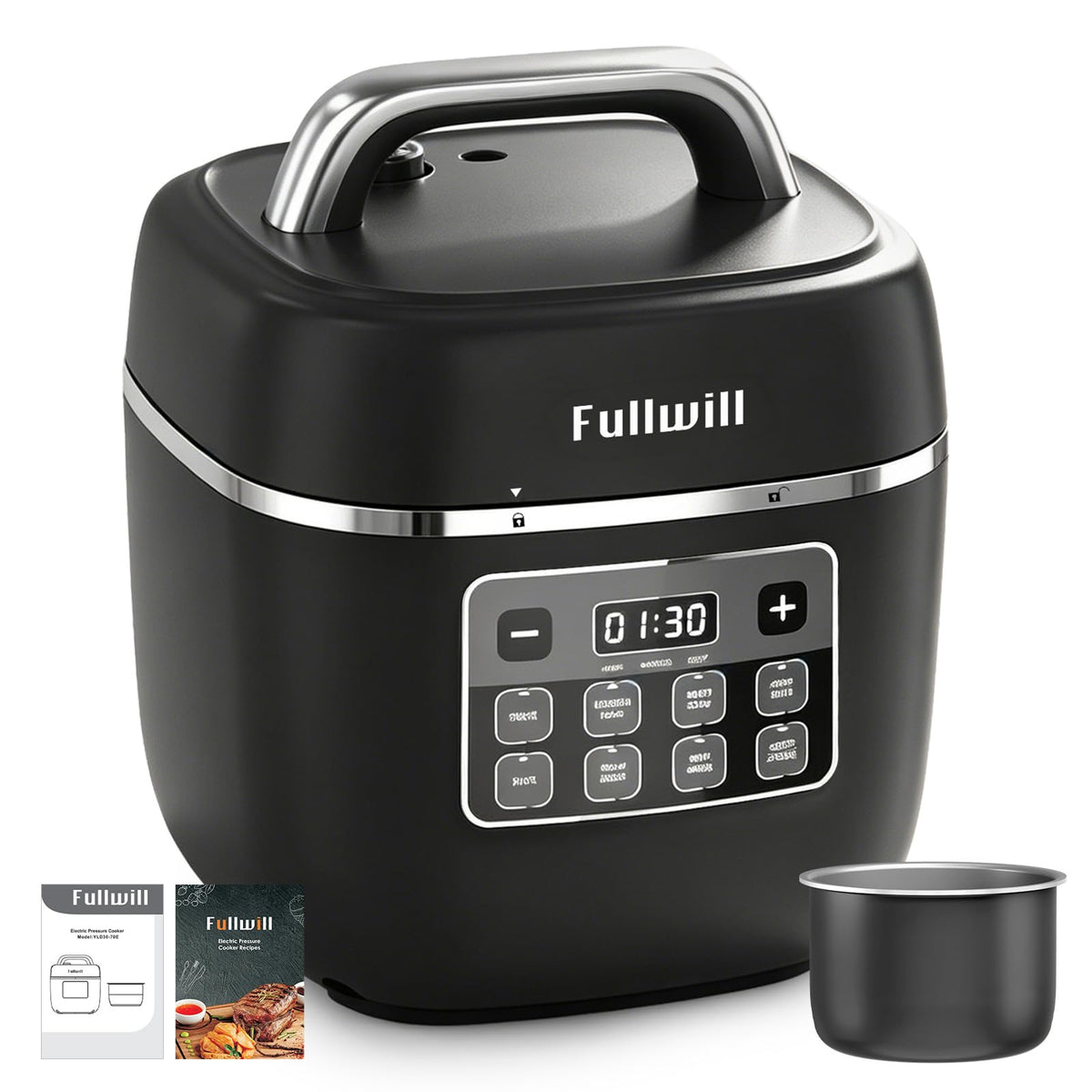 Fullwill Electric Pressure Cooker 6QT Dual Pots, 12 in 1 MultiFunction Cooker with 304 Stainless Steel & Ceramic Pots, Pressure Cook, Soup, Porridge, Yogurt, Meat Stew, Rice, Poultry, Beans and More
