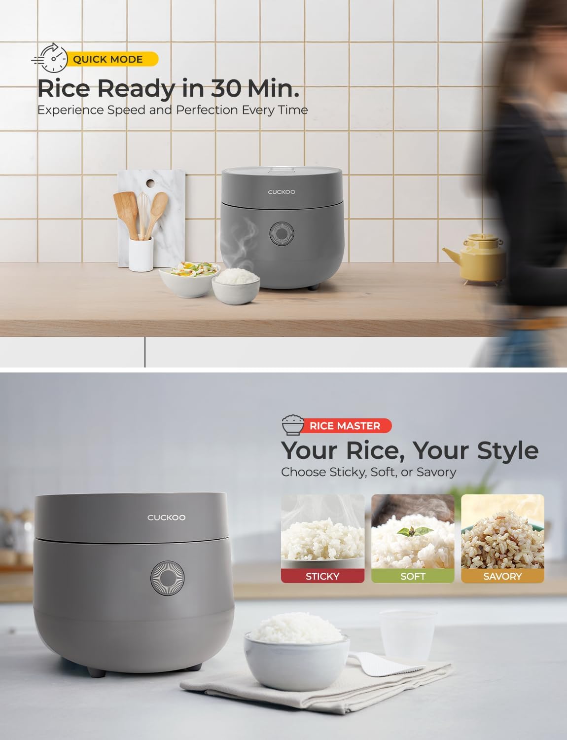 CUCKOO Micom Fuzzy Logic Rice Cooker, 12-Cup Cooked, Gray, CR-0675FG