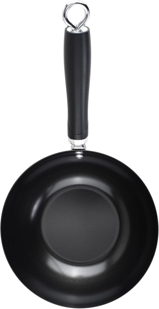 GoodCook Everyday Nonstick Wok, 8-Inch, Black, Carbon Steel Small Wok, High Wall Construction, Flat Base, Ergonomic Flame Guard Handle, Non-Stick Wok Pan for Stir Fry and Sautéing