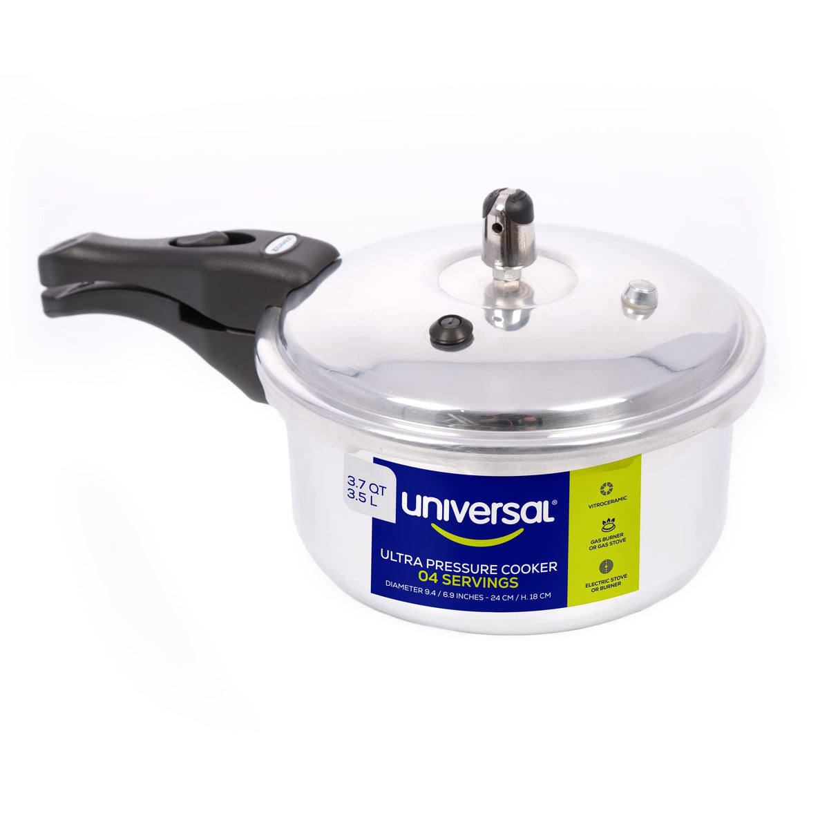 Universal Ultra 4.75 Quart Pressure Cooker, Anti-Rust Aluminum Stovetop Pressure Cooker with 5-Layer Safety System, Dishwasher Safe, 5-Serving Capacity