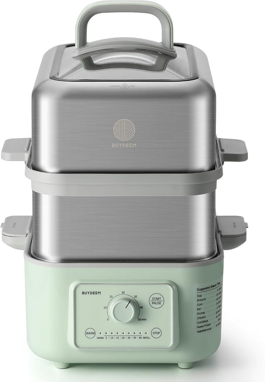 BUYDEEM G52 10.6Qt Electric Food Steamer for Cooking, Cozy Greenish